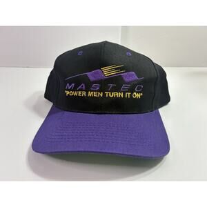 Vintage MASTEC Snapback Hat Black Purple 90s Corporate Logo Streetwear
